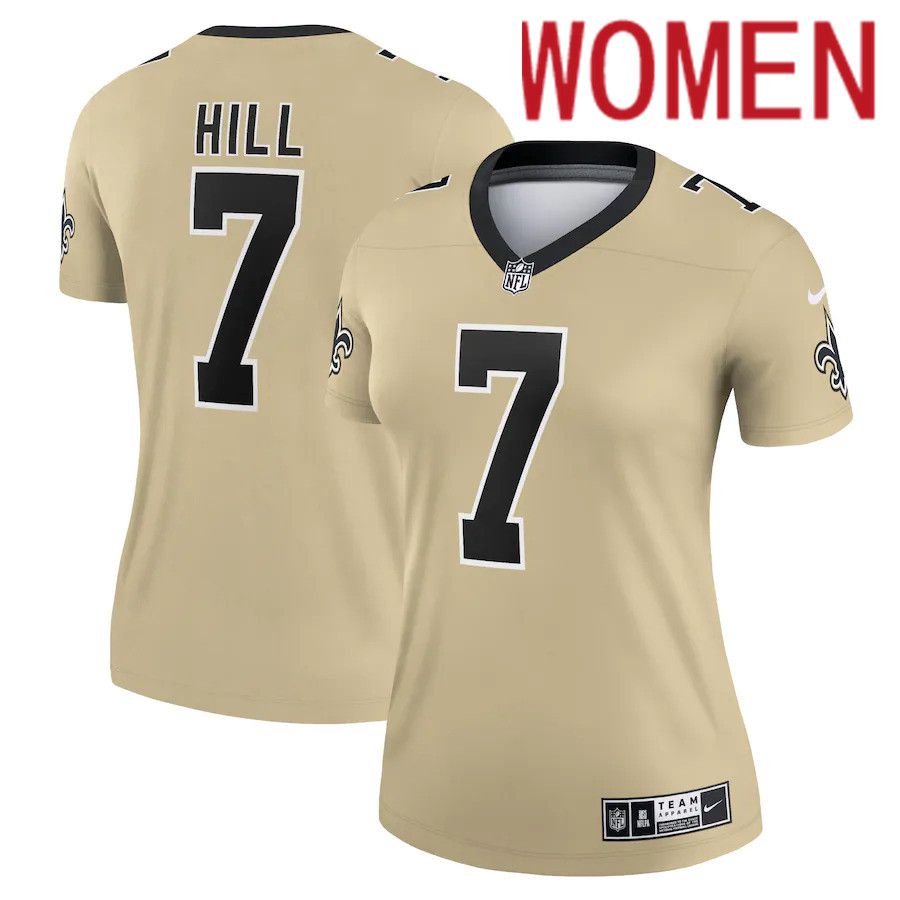 Women New Orleans Saints #7 Taysom Hill Nike Gold Inverted Legend NFL Jersey->women nfl jersey->Women Jersey